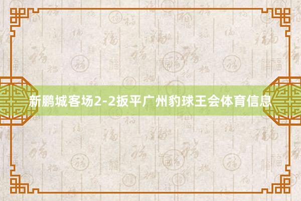 新鹏城客场2-2扳平广州豹球王会体育信息
