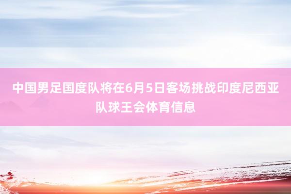 中国男足国度队将在6月5日客场挑战印度尼西亚队球王会体育信息