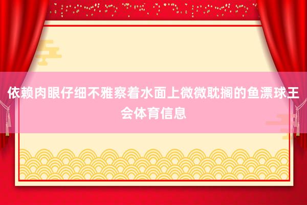 依赖肉眼仔细不雅察着水面上微微耽搁的鱼漂球王会体育信息