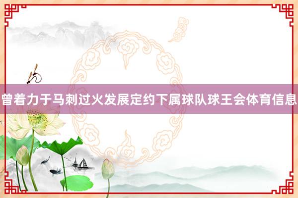 曾着力于马刺过火发展定约下属球队球王会体育信息