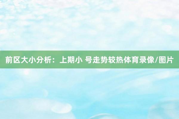 前区大小分析:上期小 号走势较热体育录像/图片