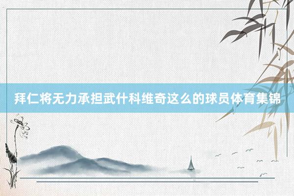拜仁将无力承担武什科维奇这么的球员体育集锦