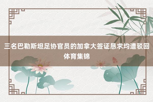 三名巴勒斯坦足协官员的加拿大签证恳求均遭驳回体育集锦