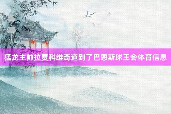 猛龙主帅拉贾科维奇道到了巴恩斯球王会体育信息