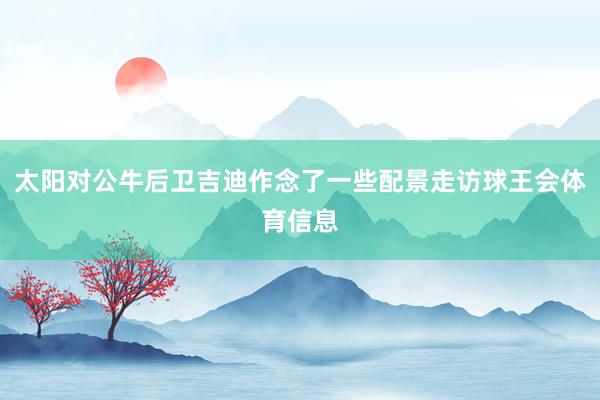 太阳对公牛后卫吉迪作念了一些配景走访球王会体育信息